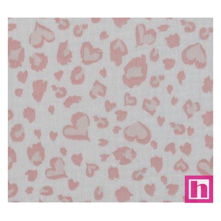 P94-4151-001 DOBLE GASA ESTAMPADA VALESKA (01) 135 CM. 125 GR/M2. ALGODON 100% BLANCO/ROSA Venta en piezas de 6.00 M