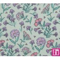 P94-4152-016 DOBLE GASA ESTAMPADA NALLELY (02) 135 CM. 125 GR/M2. ALGODON 100% VERDE/LILA Venta en piezas de 6.00 M