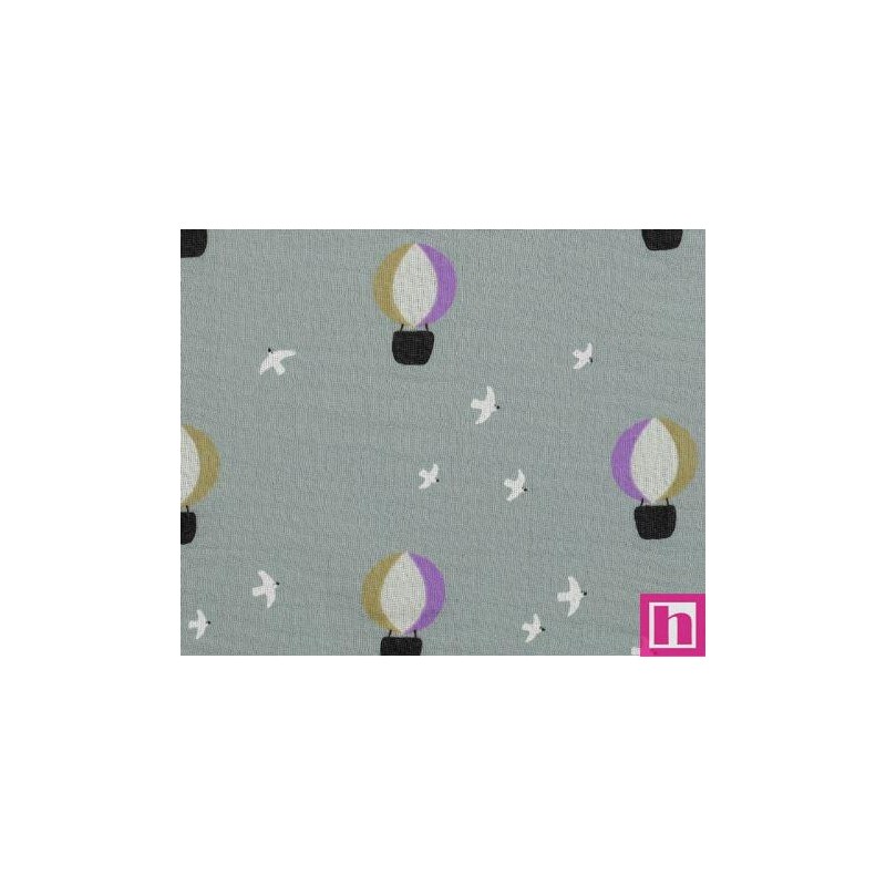 P94-4153-008 DOBLE GASA ESTAMPADA LIZAR (02) 135 CM. 125 GR/M2. ALGODON 100% VERDE Venta en piezas de 6.00 M