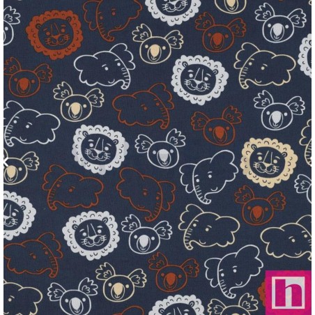 P94-4196-003 POPELIN ESTAMPADO IRINNE (02) 148 CM.-110 GR/M2 ALGODON 100% MARINO Venta en piezas de 6.00 M