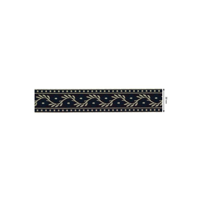 125620-02 CINTA JACQUARD SAMIR 30 MM. POLIESTER 100% NEGRO Venta en piezas de 15.00 M