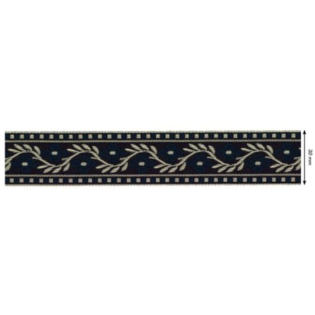 125620-02 CINTA JACQUARD SAMIR 30 MM. POLIESTER 100% NEGRO Venta en piezas de 15.00 M