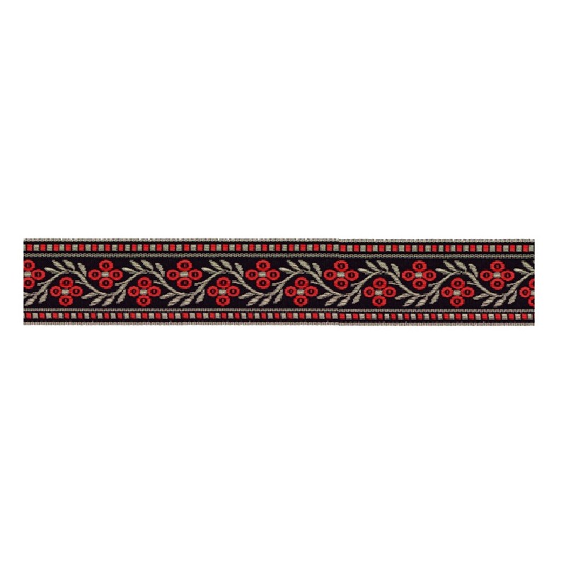 125620-09 CINTA JACQUARD SAMIR 30 MM. POLIESTER 100% NEGRO/ROJO Venta en piezas de 15.00 M