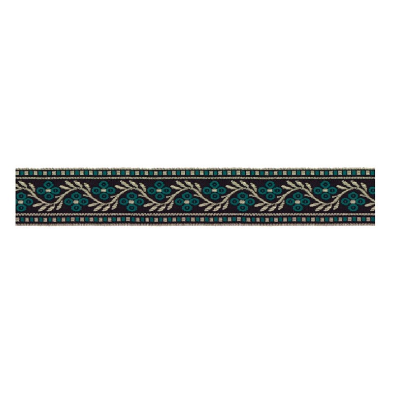 125620-14 CINTA JACQUARD SAMIR 30 MM. POLIESTER 100% NEGRO/VERDE Venta en piezas de 15.00 M
