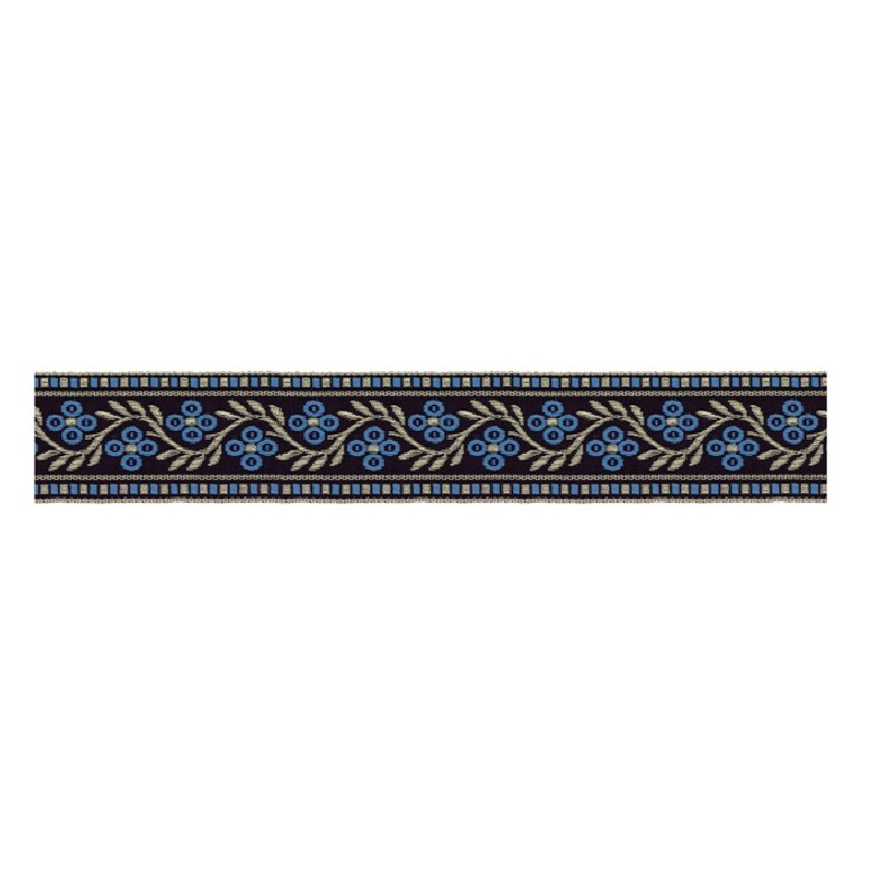 125620-17 CINTA JACQUARD SAMIR 30 MM. POLIESTER 100% NEGRO/AZUL Venta en piezas de 15.00 M