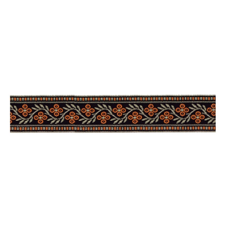125620-40 CINTA JACQUARD SAMIR 30 MM. POLIESTER 100% NEGRO/NARANJA Venta en piezas de 15.00 M