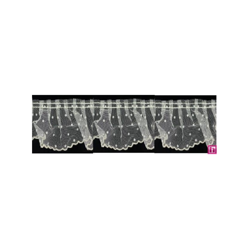 126952-003 VOLANTE TUL FRUNCIDO DOTIA 60 MM. POLIESTER 100% MARFIL Venta en piezas de 10.00 M