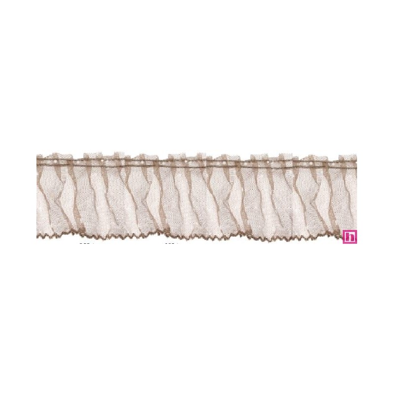 126952-024 VOLANTE TUL FRUNCIDO DOTIA 60 MM. POLIESTER 100% MARRON Venta en piezas de 10.00 M