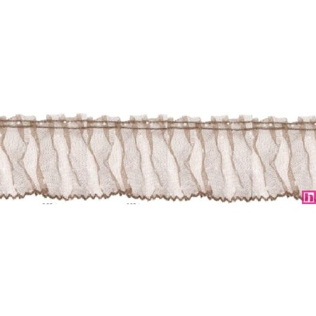 126952-024 VOLANTE TUL FRUNCIDO DOTIA 60 MM. POLIESTER 100% MARRON Venta en piezas de 10.00 M
