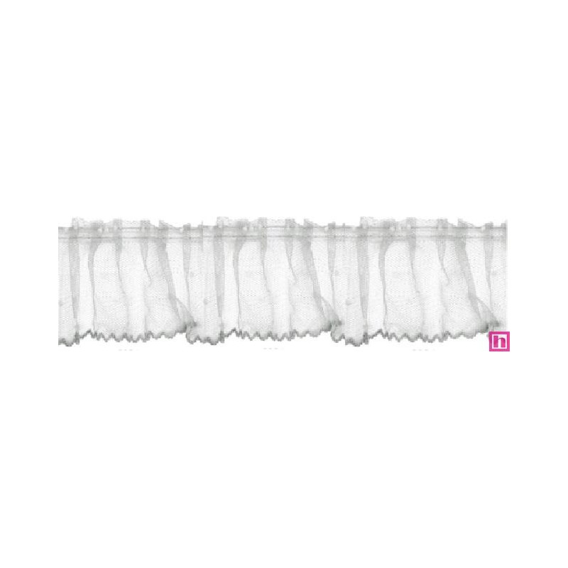 126952-034 VOLANTE TUL FRUNCIDO DOTIA 60 MM. POLIESTER 100% GRIS Venta en piezas de 10.00 M