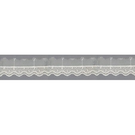 12733-0 PUNTILLA TUL BORDADO SARIKA 15 MM. POLIESTER 100% NATURAL Venta en piezas de 14.80 M
