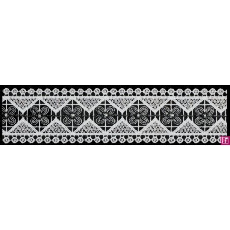 137303-103 GALON GUIPUR FANTASIA ABIDEMI 44 MM. POLIESTER + PET+CRISTAL BLANCO/NEGRO Venta en piezas de 9.10 M