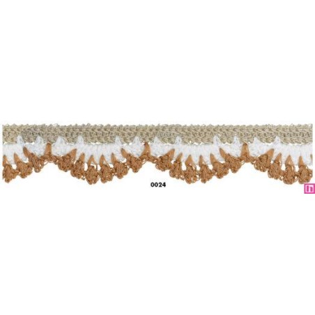 139202-0024 PUNTILLA FANTASIA AYIRA 30 MM. POLIESTER 100% CAMEL Venta en piezas de 9.10 M