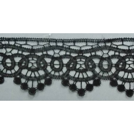 142108-02 PUNTILLA GUIPUR INDIA 65 MM. POLIESTER 100% NEGRO Venta en piezas de 19.00 M