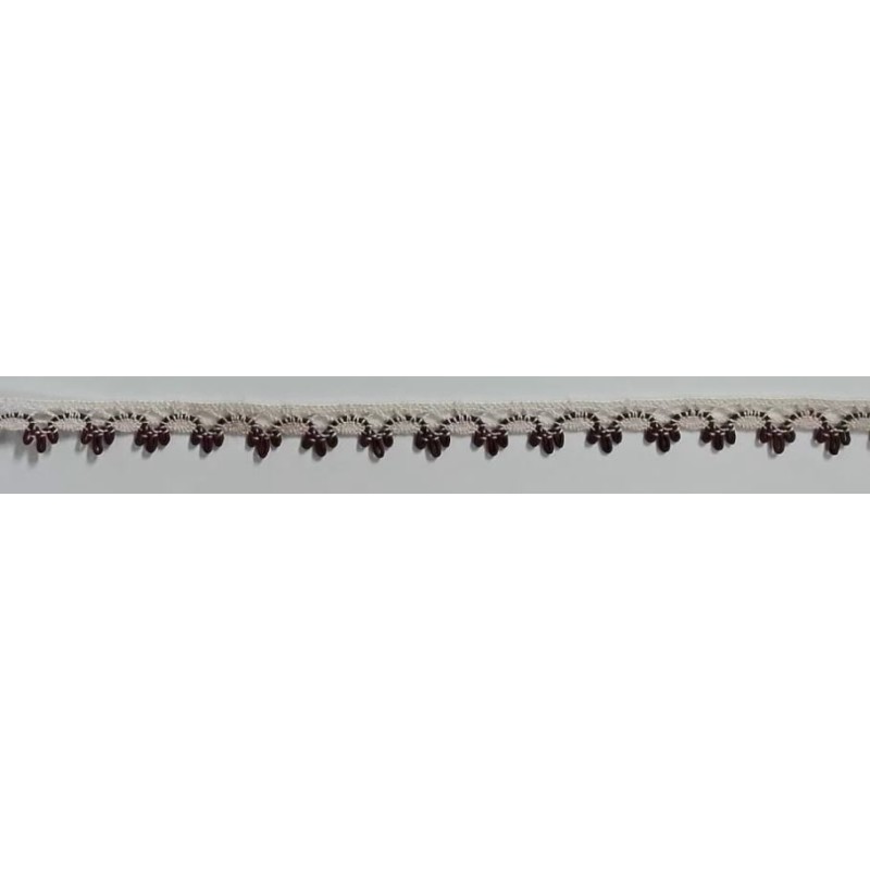 3480-H0 PUNTILLA BOLILLO EROS ALGODON 79%-VISCOSA 21% MARFIL/GRANATE Venta en piezas de 30.00 M