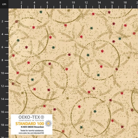 4593-201 PATCH.AMERICANO SNOW CRYSTALS (13) 110 CM. ALGODON 100% VAINILLA/DORADO METALLIC Venta en piezas de 6.00 M