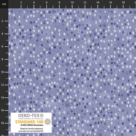 4593-613 PATCH.AMERICANO SNOW CRYSTALS (51) 110 CM. ALGODON 100% AZUL/PLATA METALLIC Venta en piezas de 6.00 M