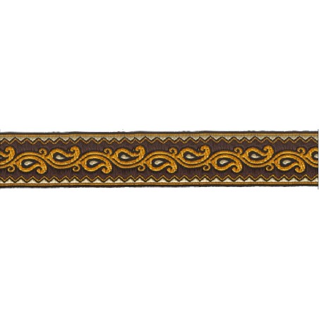 606045-25 CINTA JACQUARD ALIM 33 MM. POLIESTER 100% MARRON/DORADO Venta en piezas de 9.00 M