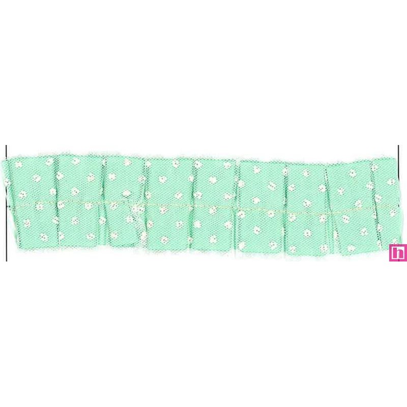 64256 CINTA TUL PLISADA PUPPIS POLIESTER 50%-ALGODON 50% AGUA/MARFIL Venta en piezas de 25.00 M