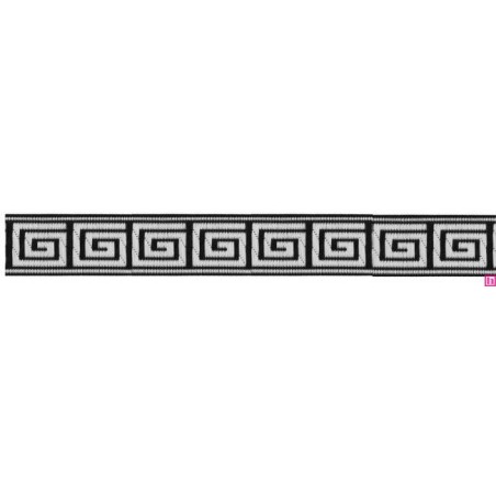 655364-02 CINTA JACQUARD TAFAR 25 MM. POLIESTER 100% NEGRO Venta en piezas de 7.00 M