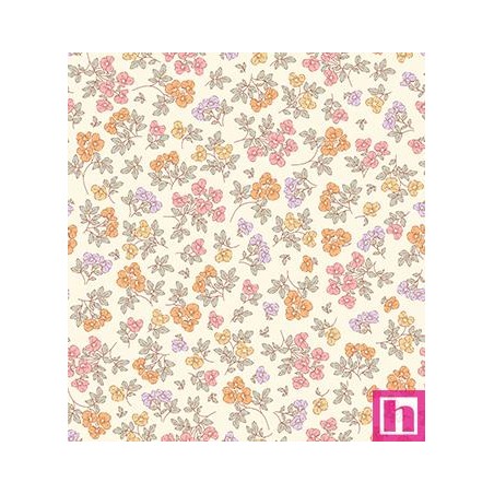 67480 VIYELA ESTAMPADA ROSALBA (01) 1.50 M. 145 GR/M2 - ALGODON 100% CREMA Venta en piezas de 5.00 M
