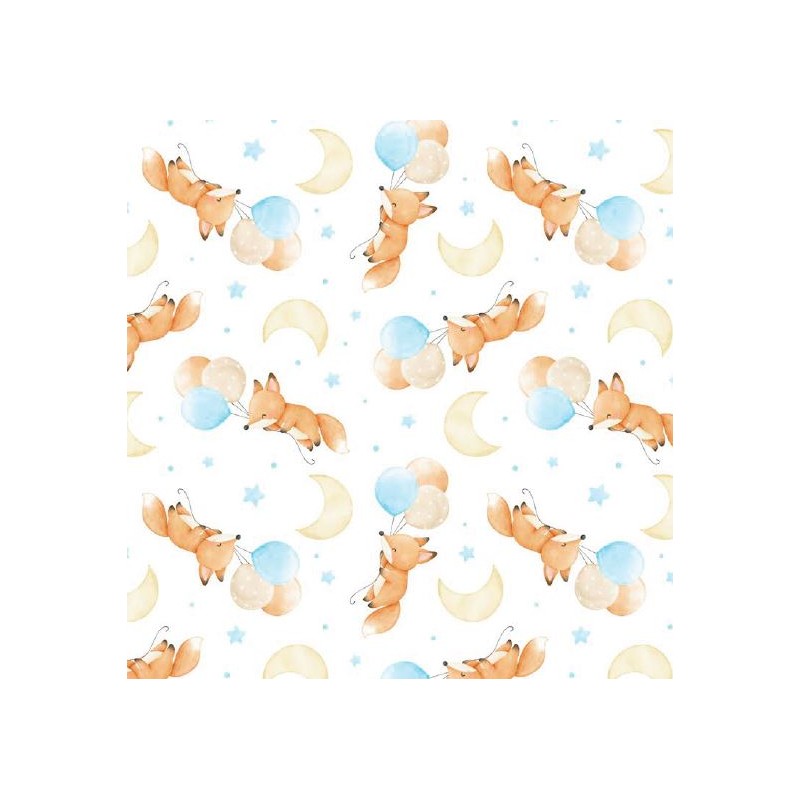 67964 PIQUE ESTAMPADO CALLIOPE (02) 1.50 M. 140 GR/M2. ALGODON 100% BLANCO/CELESTE Venta en piezas de 6.00 M
