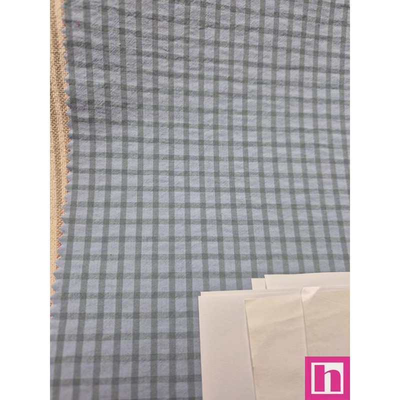 68049 TRAMADO SEERSUCKER FALL (06) 150 CM. 110 GR/M2. ALGODON 95%-POL. 5% CELESTE/GRIS Venta en piezas de 7.00 M