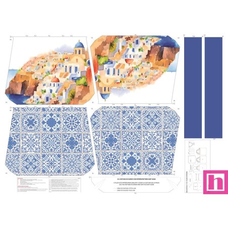 68113 TOTE BAGS MOSAICO - REVERSIBLE Y REPELENTE AL AGUA (04) 45X50 CMS. POLIESTER 100% AZUL Venta en piezas de 1.00 U