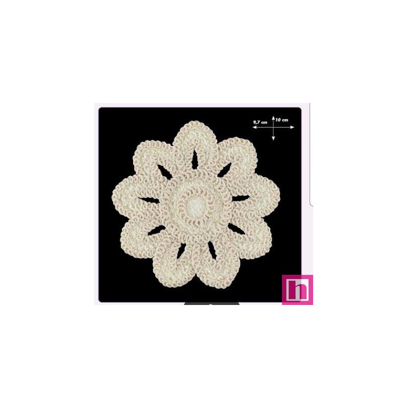687023-0003 APLICACIÓN FANTASIA FLOR AMAPOLA RED.100 MM. ALGODON 100% BLANCO Venta en piezas de 5.00 U