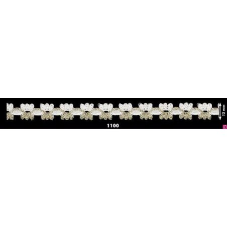 727391-1100 REMATE FANTASIA ANAYA 10 MM. POLIESTER 100% BLANCO/DORADO Venta en piezas de 25.00 M