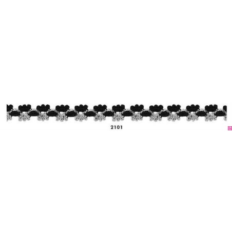 727391-2101 REMATE FANTASIA ANAYA 10 MM. POLIESTER 100% NEGRO/PLATA Venta en piezas de 25.00 M