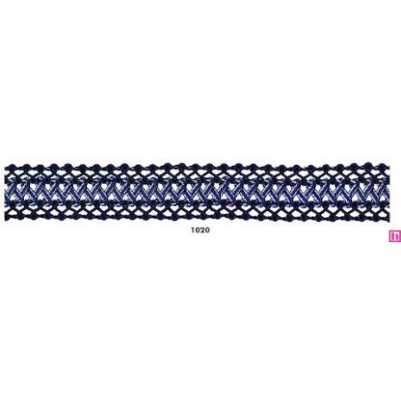 902074-1020 GALON FANTASIA UMAX 25 MM. POLIESTER 100% MARINO/PLATA Venta en piezas de 18.00 M