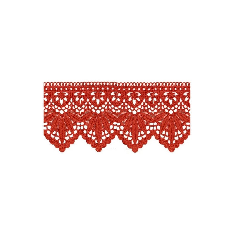 908245-09 PUNTILLA GUIPUR FANTASIA ABDIAS 88 MM. POLIESTER 100% ROJO Venta en piezas de 9.10 M