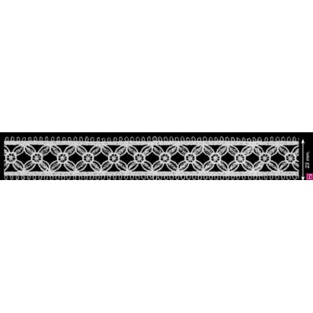 908250-0001 GALON GUIPUR FANTASIA AICHA 23 MM. POLIESTER + POLIETILENO BLANCO Venta en piezas de 13.70 M