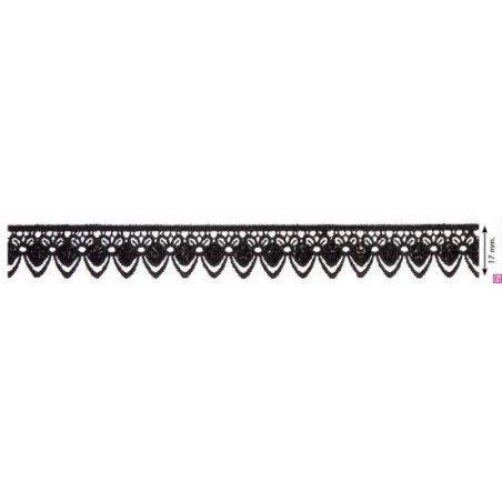 908251-0002 GALON GUIPUR FANTASIA AICHA 17 MM. POLIESTER + POLIETILENO NEGRO Venta en piezas de 13.70 M