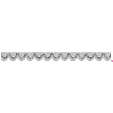 908501-0101 GALON FANTASIA KISAI 13 MM. POLIESTER + POLIETILENO PLATA Venta en piezas de 13.70 M