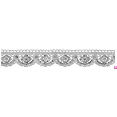 908503-0101 GALON FANTASIA KISAI 28 MM. POLIESTER + POLIETILENO PLATA Venta en piezas de 13.70 M