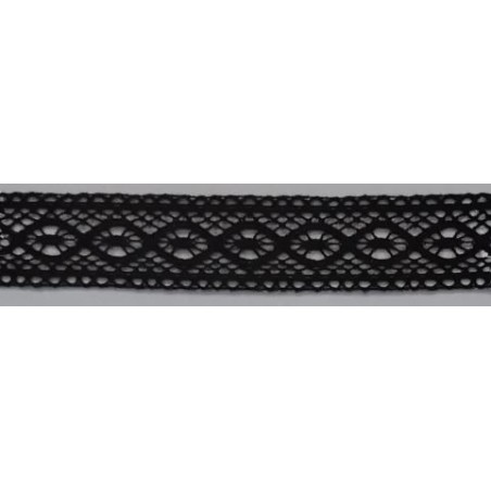 9316-004 ENTREDOS BOLILLO ENEBRO 25 MM. ALGODON 100% NEGRO Venta en piezas de 25.00 M