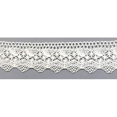 9337-000 PUNTILLA BOLILLO ALBAHACA 35 MM. ALGODON 100% BLANCO Venta en piezas de 25.00 M