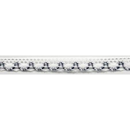 9623-37 PUNTILLA BOLILLO ACHIOTE 15 MM. POLIESTER 100% BLANCO/AZUL Venta en piezas de 25.00 M