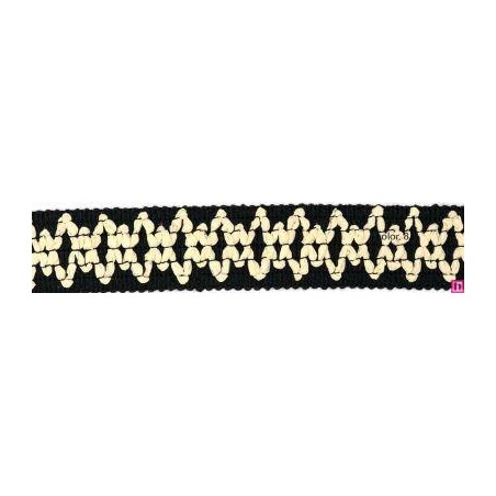 9669-9212 GALON FANTASIA JOHARI 30 MM. ALGODON RECICLADO 60%-VISCOSA 40% NEGRO/NATURAL Venta en piezas de 12.50 M