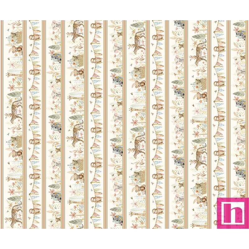 P121-MMEN6116MU PATCH. AMERICANO MINI MENAGERIE (01) 110 CM. ALGODON 100% CREMA/MULTI Venta en piezas de 7.00 M