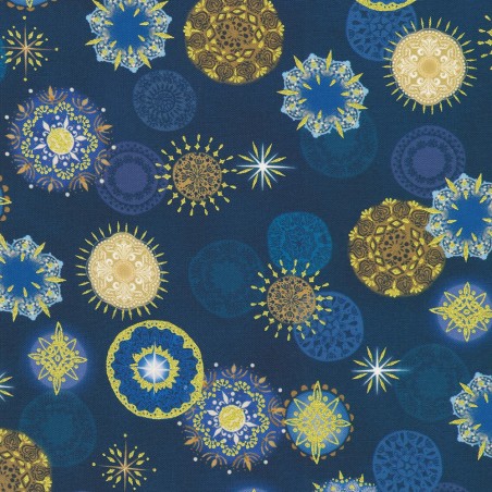 P135-RRMDM-23729-313 PATCH. AMERICANO STAR OF WONDER (13) 110 CM. ALGODON 100% AZUL Venta en piezas de 7.00 M