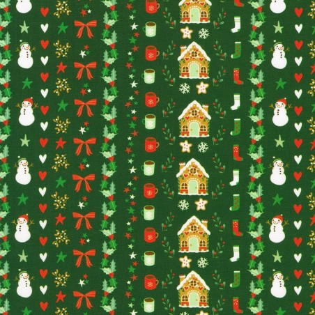P135-SRKD-23909-224 PATCH. AMERICANO TINY TIDINGS (08) 110 CM. ALGODON 100% VERDE Venta en piezas de 7.00 M