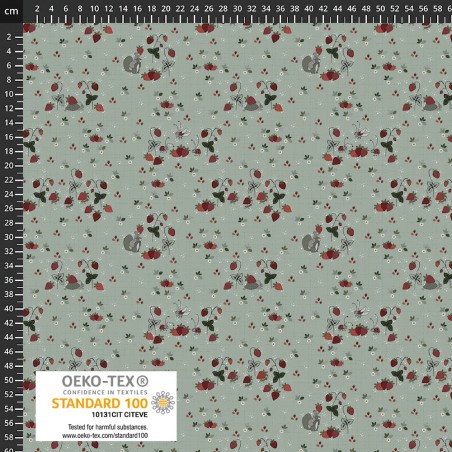 P137-4504-291 PATCH.AMERICANO STRAWBERRY MISCHIEF (12) 110 CM. ALGODON 100% GRIS Venta en piezas de 6.00 M