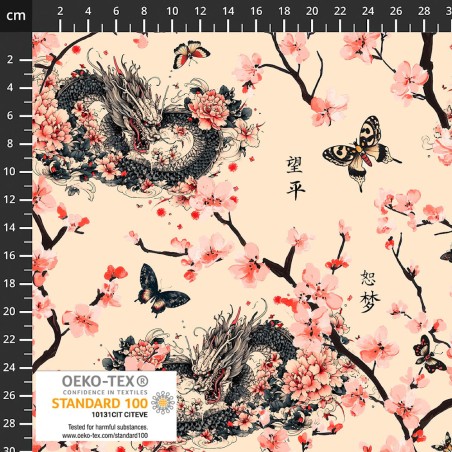 P137-4504-300 PATCH.AMERICANO JAPANESE SPRINGTIME (01) 110 CM. ALGODON 100% BEIG Venta en piezas de 6.00 M