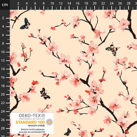 P137-4504-301 PATCH.AMERICANO JAPANESE SPRINGTIME (02) 110 CM. ALGODON 100% BEIG Venta en piezas de 6.00 M