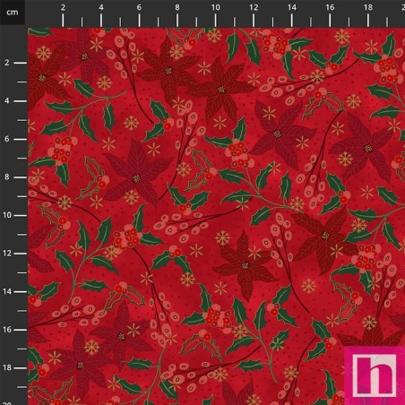 P137-4592-402 PATCH.AMERICANO WE LOVE CHRISTMAS 2025 (01) 110 CM. ALGODON 100% ROJO/DORADO Venta en piezas de 6.00 M