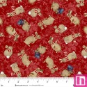 P140-2091-88 PATCH. AMERICANO JOYFUL SNOWMEN (02) 110 CM. ALGODON 100% ROJO Venta en piezas de 7.00 M