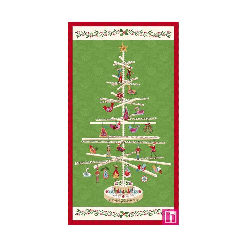 P140-3459P-44 PATCH. AMERICANO SCANDINAVIAN HOLIDAY (06) PANEL 60X110 CM. ALGODON 100% VERDE/MULTI Venta en piezas de 7.00 M
